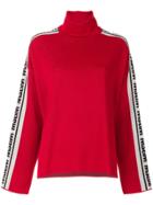 Msgm Branded Roll-neck Jumper - Red