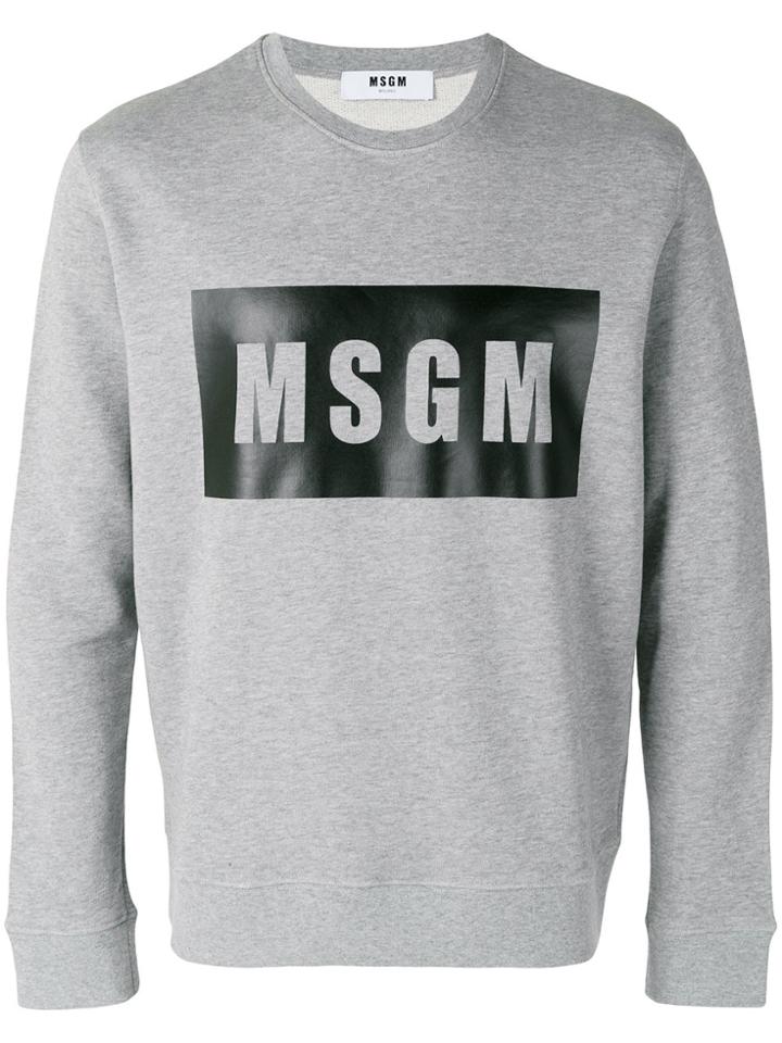 Msgm Logo Printed Sweatshirt - Grey