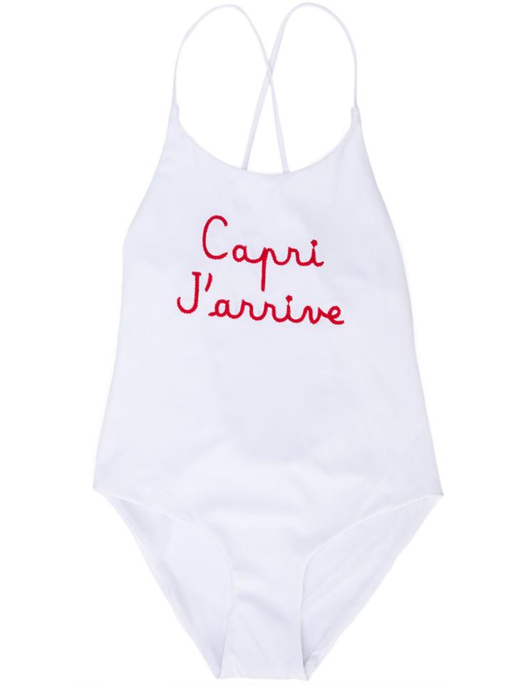 Mc2 Saint Barth Kids Teen Embroidered Swimsuit - White