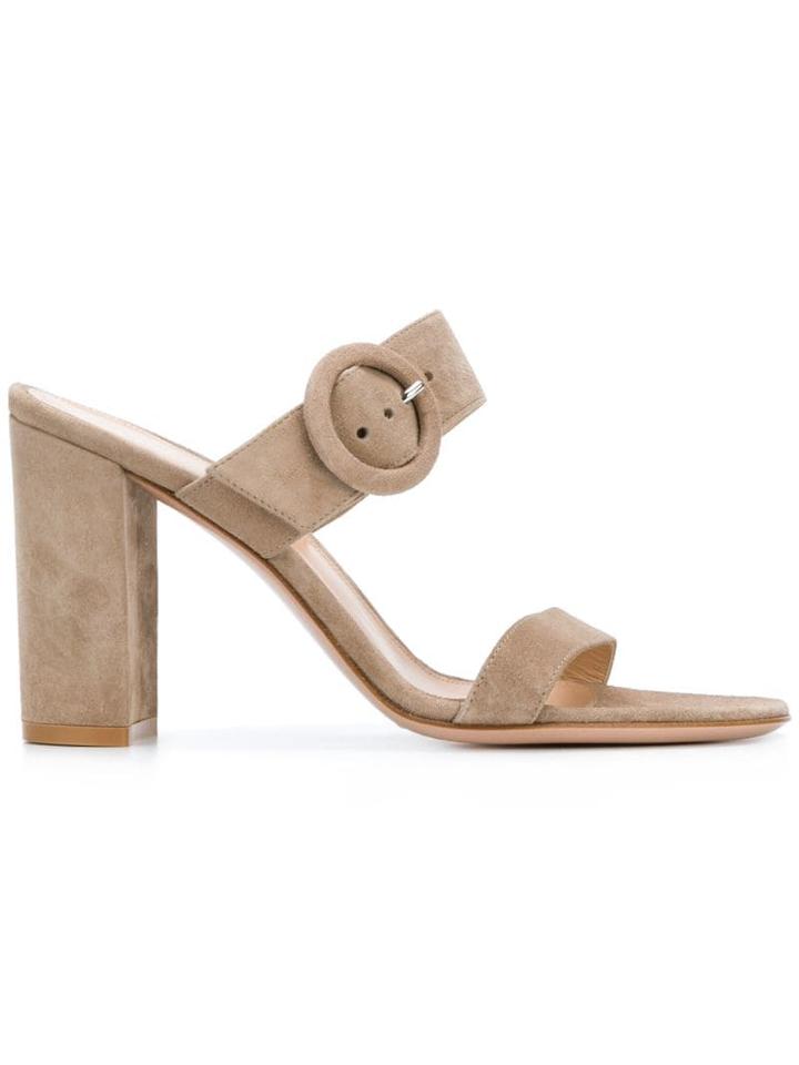 Gianvito Rossi Buckled Mules - Neutrals