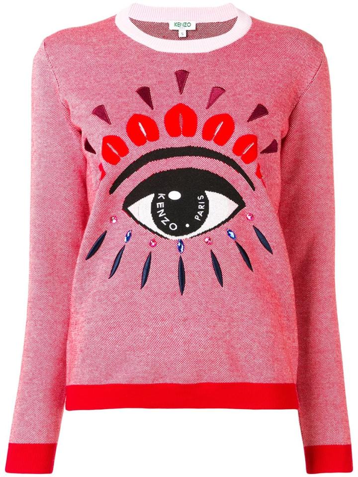 Kenzo Embroidered Intarsia Sweater - Pink & Purple