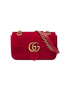 Gucci Red Gg Marmont Mini Velvet Bag