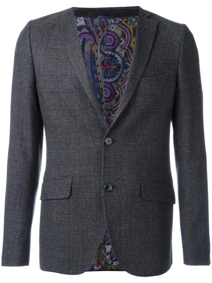 Etro Tweed Blazer, Men's, Size: 50, Grey, Wool/silk/acetate/viscose