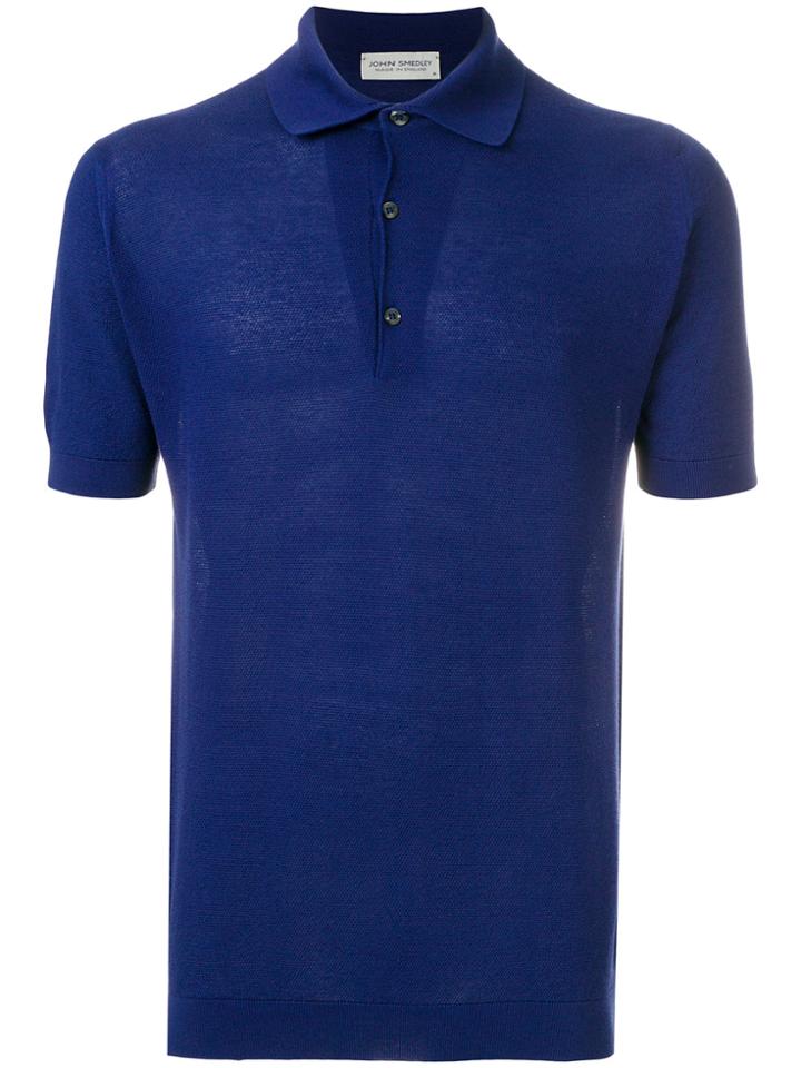 John Smedley Short Sleeve Polo Shirt - Blue