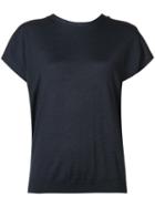 Brunello Cucinelli - Draped Back Knitted Top - Women - Silk/cashmere - M, Blue, Silk/cashmere