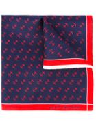 Fefè - Anchor Print Pocket Square - Unisex - Silk - One Size, Blue, Silk