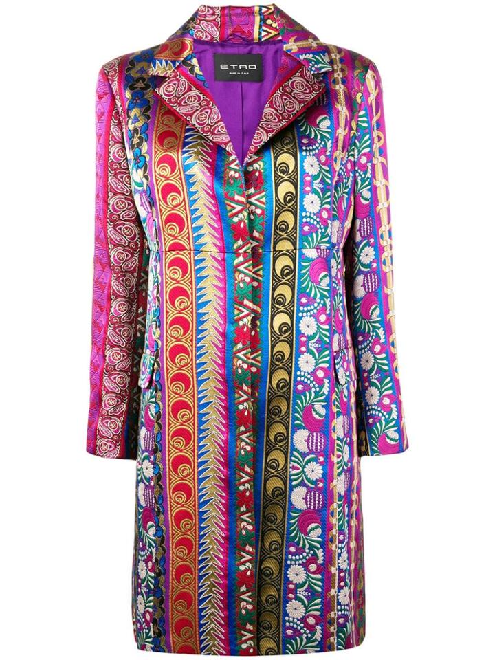 Etro Printed Single-breasted Coat - Purple