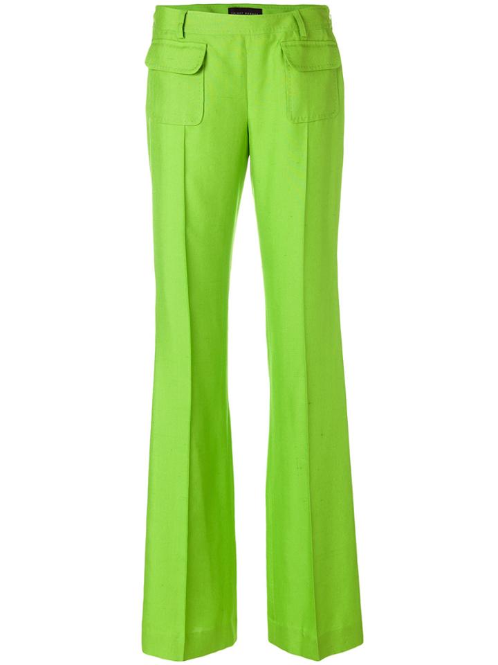 Talbot Runhof Pleated Flared Trousers - Green