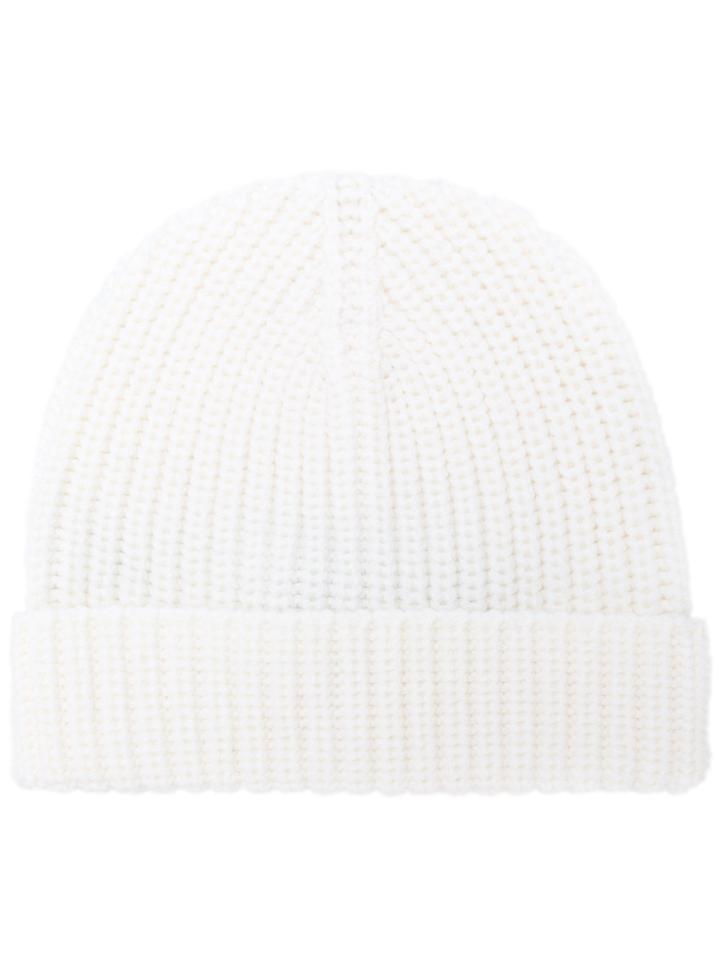 Eleventy Ribbed Knit Beanie - White