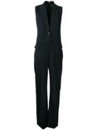 Stella Mccartney Frayed Sleeveless Blazer Jumpsuit - Black