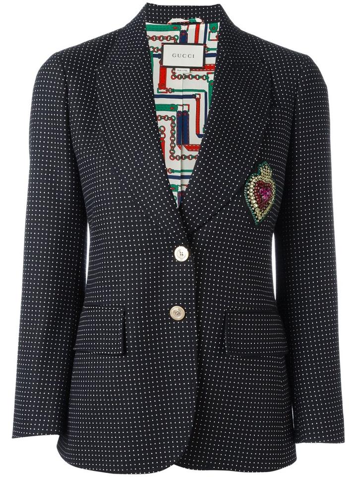 Gucci Embroidered Single Breasted Jacket, Women's, Size: 44, Black, Silk/cotton/viscose/wool