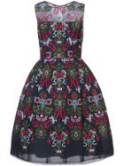 Oscar De La Renta Sheer Dress With All-over Print - Blue