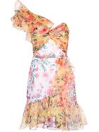 Marchesa Notte Floral Print Ruffled Dress - Yellow