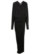 Rhea Costa Draped Wrap Dress - Black