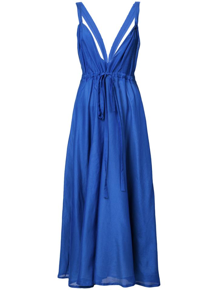 Kalita V-neck Flared Midi Dress - Blue