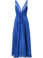 Kalita V-neck Flared Midi Dress - Blue