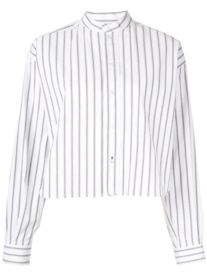 Bassike Striped Cropped Shirt - White