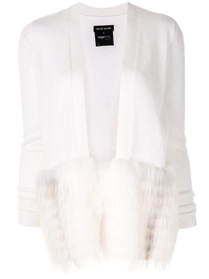 Izaak Azanei Fur Trim Cardigan - White