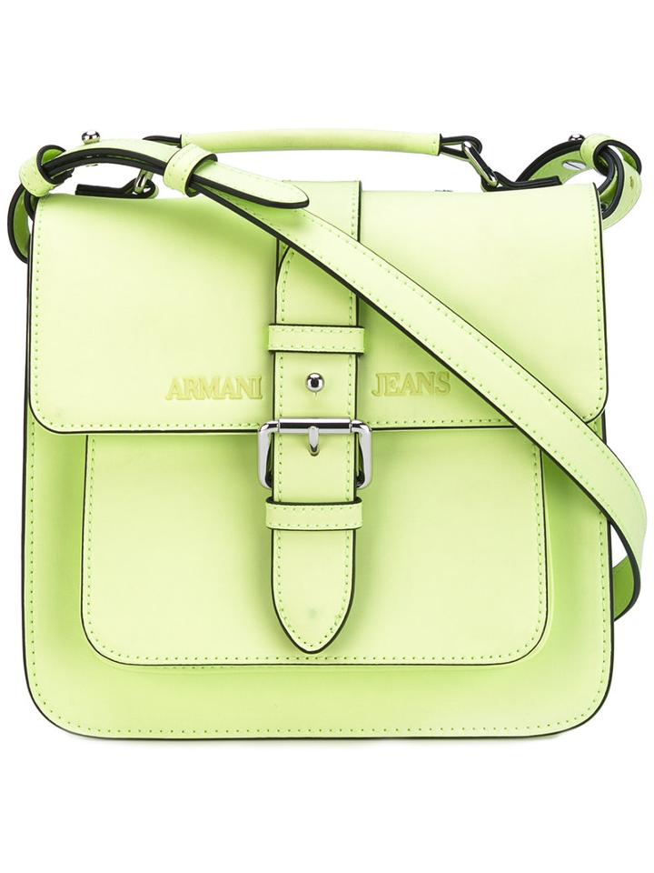 Armani Jeans - Buckled Satchel Bag - Women - Polyester/polyurethane - One Size, Green, Polyester/polyurethane