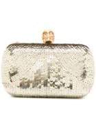 Alexander Mcqueen 'skull' Sequined Box Clutch, Women's, Grey