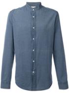 Brunello Cucinelli Mandarin Neck Denim Shirt, Men's, Size: Xl, Blue, Cotton
