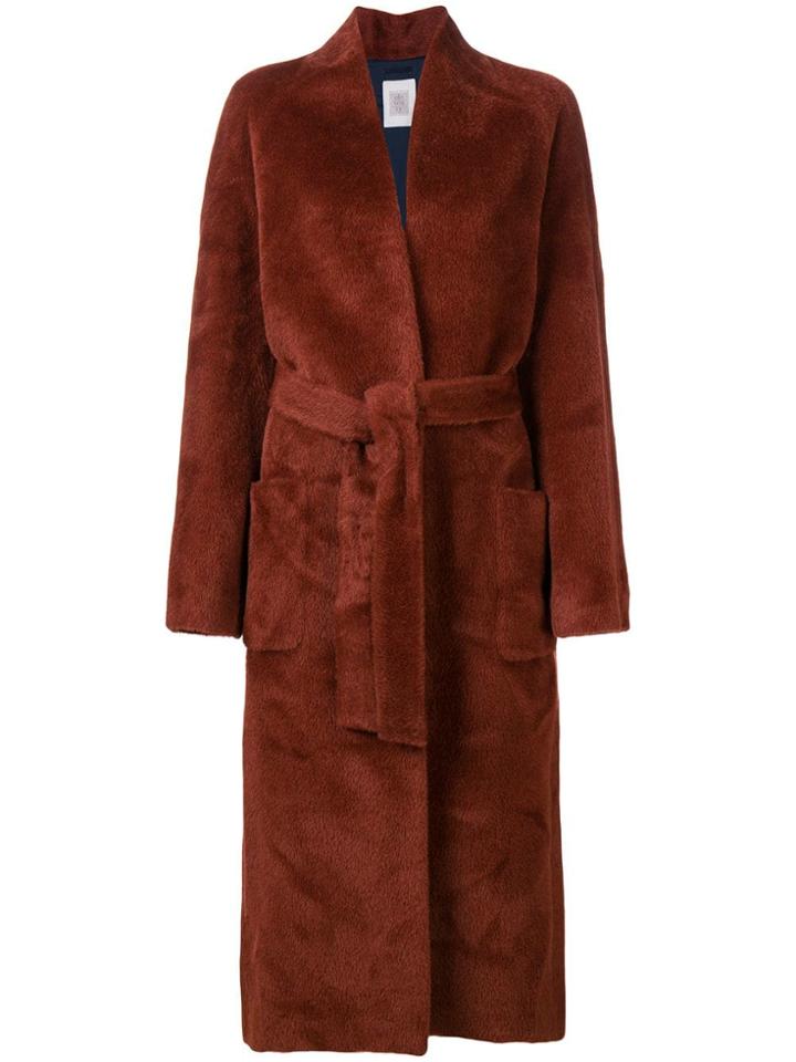 Eleventy Belted Long Coat - Red