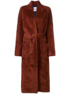 Eleventy Belted Long Coat - Red