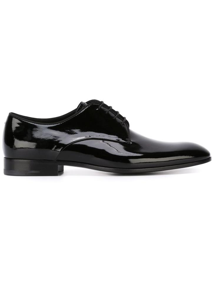 Giorgio Armani Classic Oxford Shoes, Men's, Size: 7, Black, Patent Leather/leather/patent Leather
