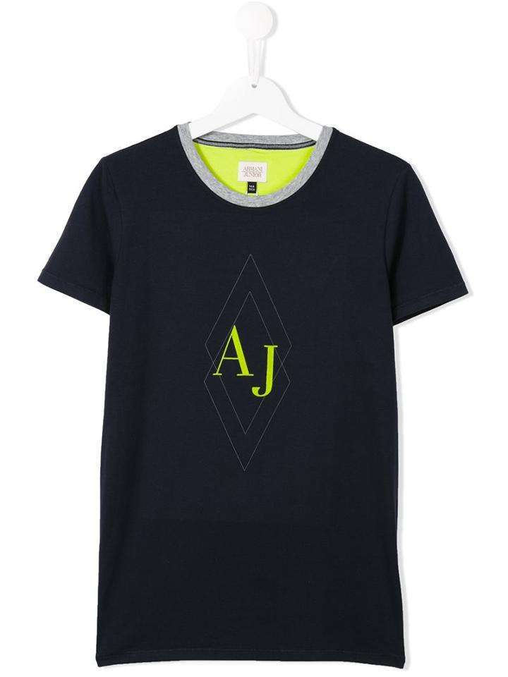 Armani Junior Logo Patch T-shirt, Boy's, Size: 16 Yrs, Blue