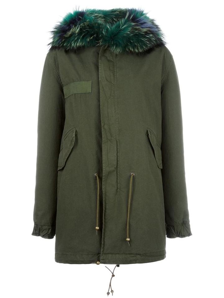 Mr & Mrs Italy Fur Trimmed Parka, Women's, Size: Xs, Green, Cotton/lamb Skin/mink Fur/viscose
