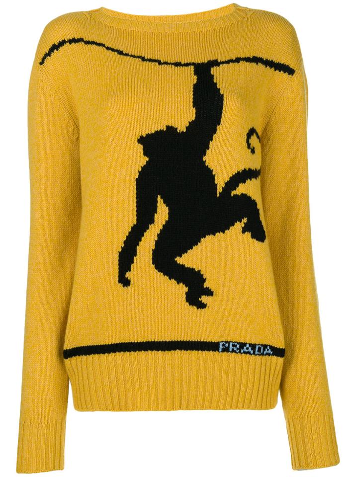 Prada Intarsia Monkey Jumper - Yellow & Orange