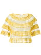 Red Valentino Ruffle Lace Top, Women's, Size: Small, Yellow/orange, Cotton/polyamide