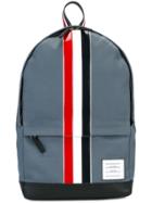Thom Browne Backpack With Red, White And Blue Leather Stripe In