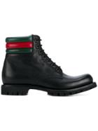 Gucci Web Detail Military Boots - Black