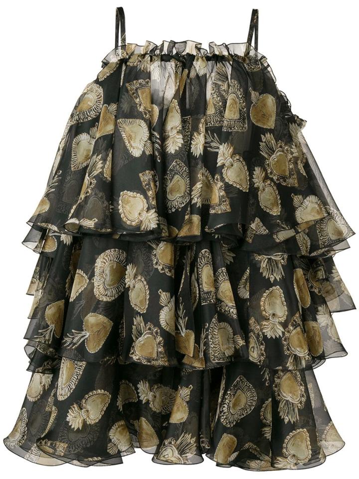 Dolce & Gabbana Sacred Heart Ruffled Dress - Black