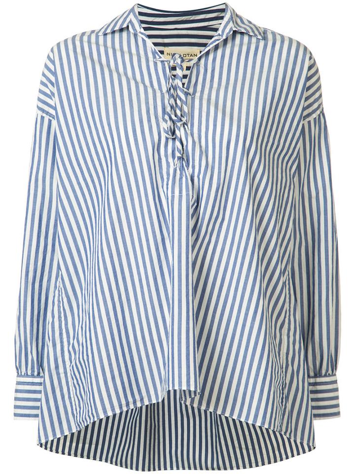 Nili Lotan Striped Shirt, Women's, Size: Large, Blue, Cotton