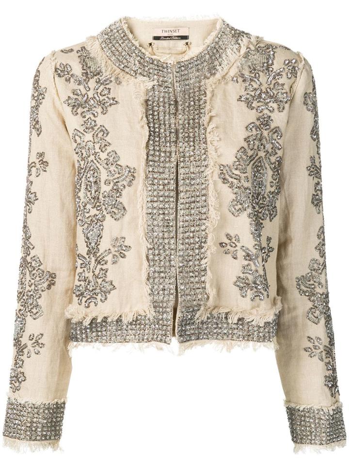 Twin-set Beaded Cropped Jacket - Neutrals
