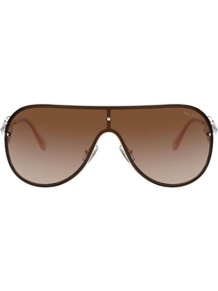 Miu Miu Eyewear Mask-style Sunglasses - Gold