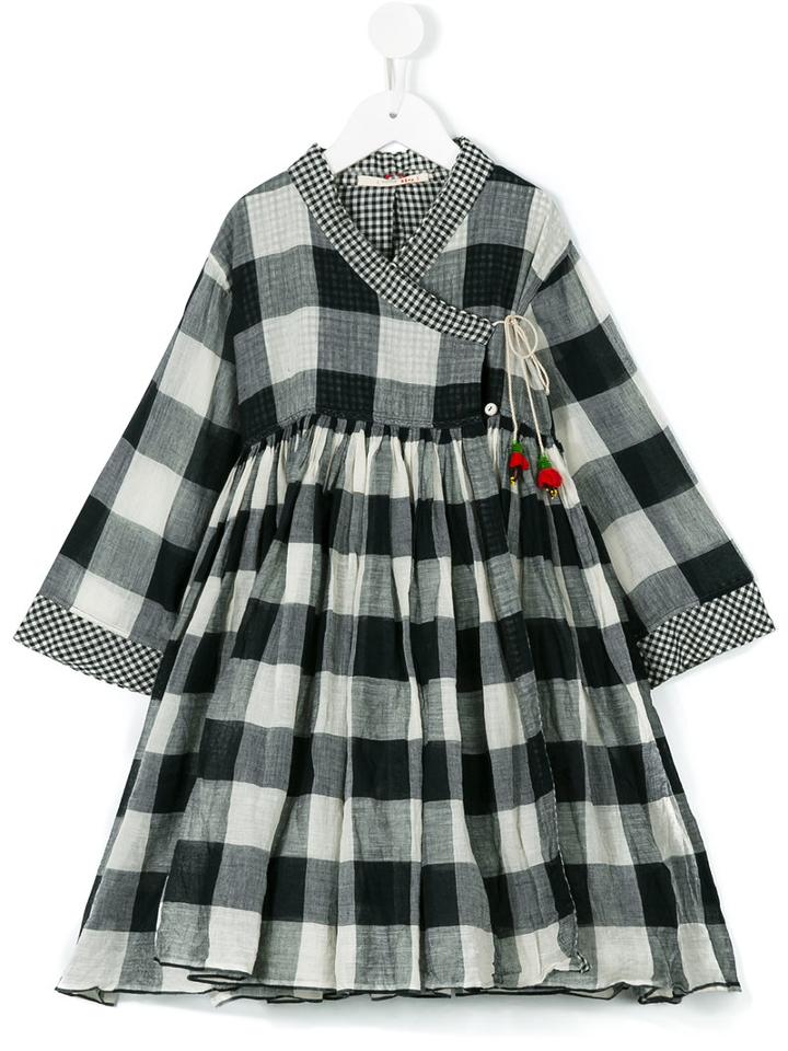 Pero Kids - Tie Wrap Check Dress - Kids - Cotton - 5 Yrs, Blue
