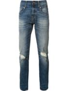 R13 Distressed Skinny Jeans, Men's, Size: 31, Blue, Cotton/polyester/spandex/elastane