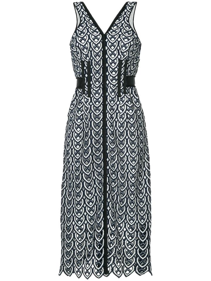 Self-portrait Grosgrain Trim Lace Dress - Blue