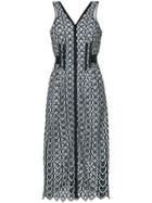 Self-portrait Grosgrain Trim Lace Dress - Blue