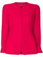 Giorgio Armani - Structured Zipped Blazer - Women - Silk - 46, Red, Silk