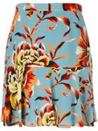 Burberry Floral Print Ruffled Skirt, Women's, Size: 6, Silk/polyester