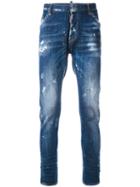 Dsquared2 - Paint Splatter Tapered Jeans - Men - Cotton/calf Leather/polyester/spandex/elastane - 54, Blue, Cotton/calf Leather/polyester/spandex/elastane