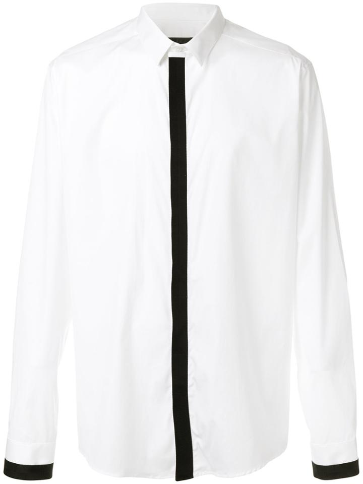 Les Hommes Contrast Grosgrain Trim Shirt - White