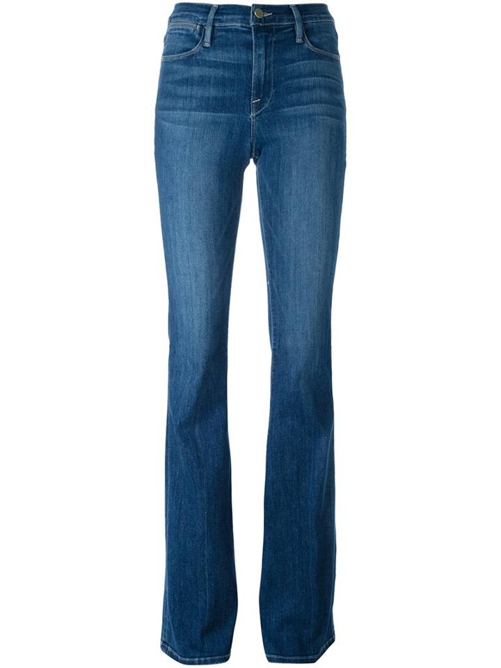 Frame Denim Flared Jeans, Women's, Size: 24, Blue, Cotton/polyester/spandex/elastane