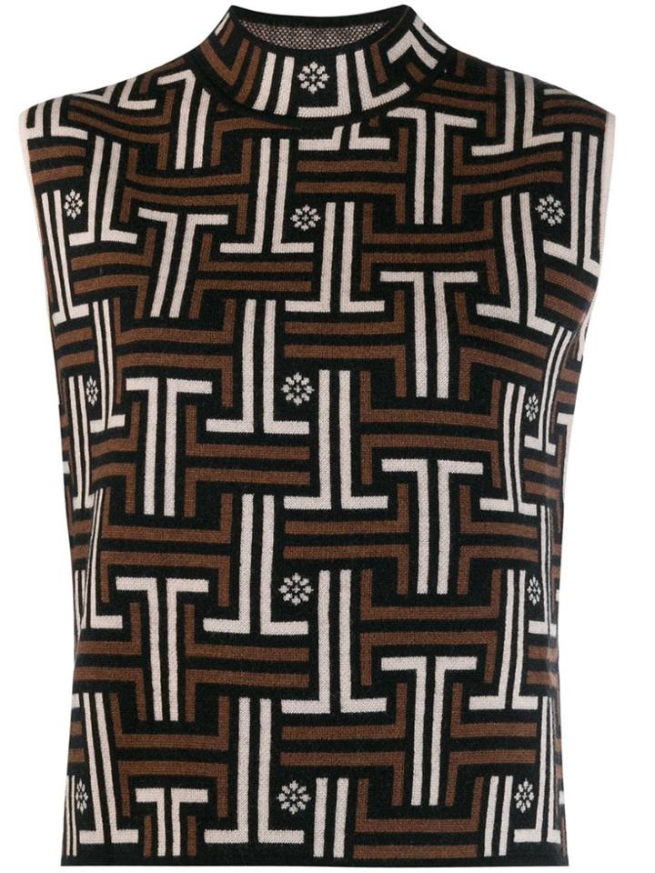 Lanvin Jacquard Sleeveless Maze Top - Black
