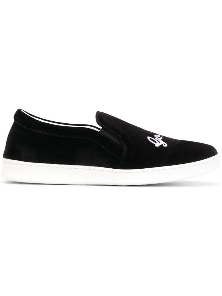 Joshua Sanders Velvet Slip-on Sneakers - Black