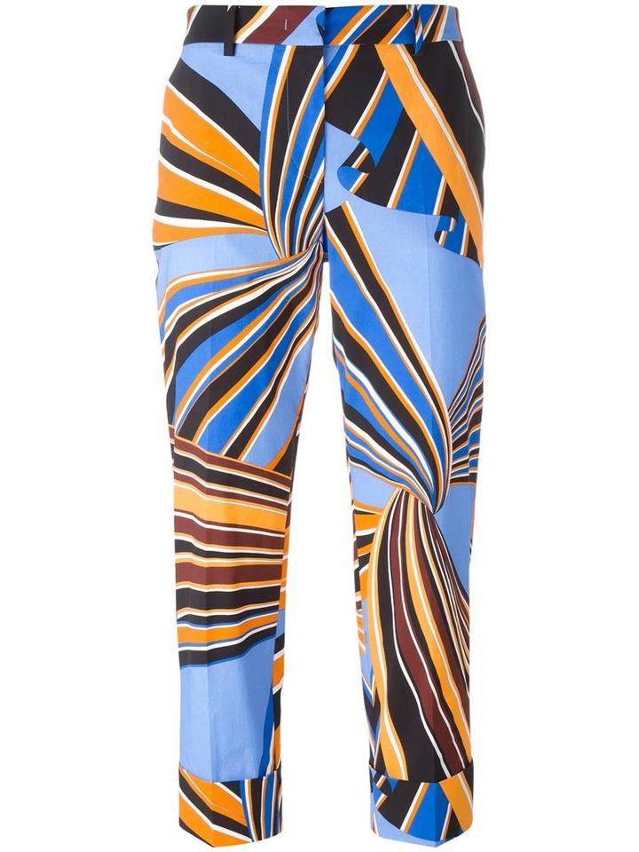 Emilio Pucci Cropped Printed Trousers, Women's, Size: 38, Spandex/elastane/cotton/acetate/viscose